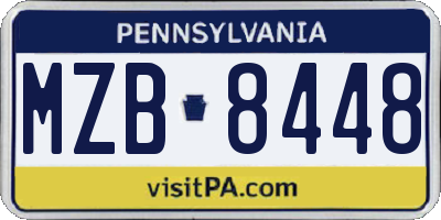 PA license plate MZB8448