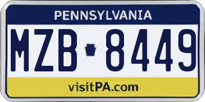 PA license plate MZB8449