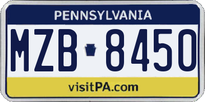 PA license plate MZB8450