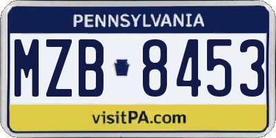 PA license plate MZB8453