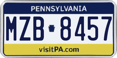PA license plate MZB8457