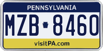 PA license plate MZB8460