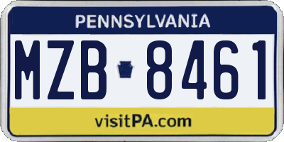 PA license plate MZB8461
