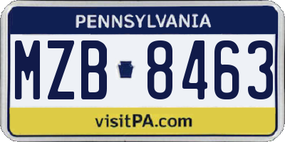 PA license plate MZB8463