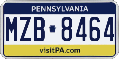 PA license plate MZB8464