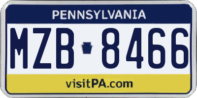 PA license plate MZB8466