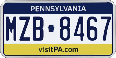 PA license plate MZB8467