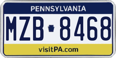 PA license plate MZB8468