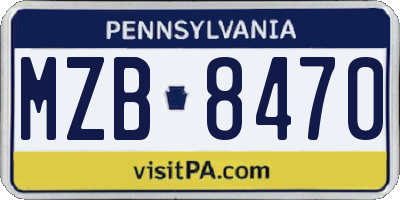 PA license plate MZB8470