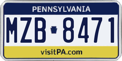 PA license plate MZB8471