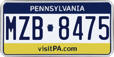 PA license plate MZB8475