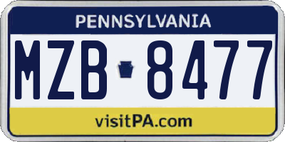 PA license plate MZB8477