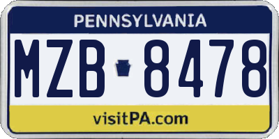 PA license plate MZB8478