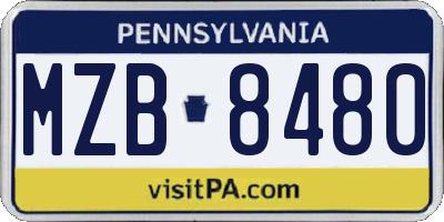 PA license plate MZB8480