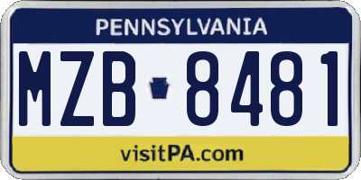 PA license plate MZB8481