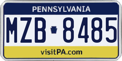 PA license plate MZB8485