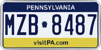 PA license plate MZB8487