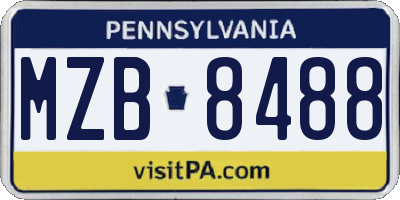 PA license plate MZB8488