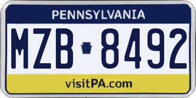 PA license plate MZB8492
