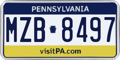 PA license plate MZB8497