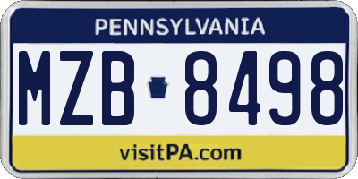 PA license plate MZB8498