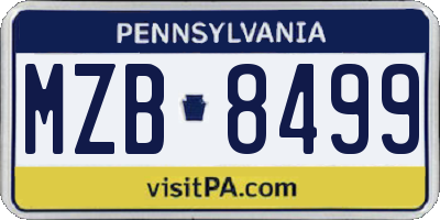 PA license plate MZB8499
