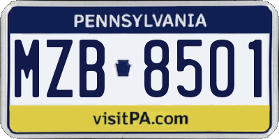 PA license plate MZB8501