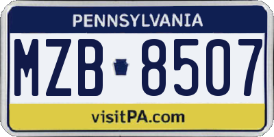 PA license plate MZB8507
