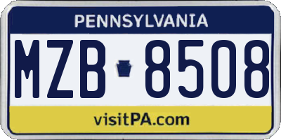 PA license plate MZB8508