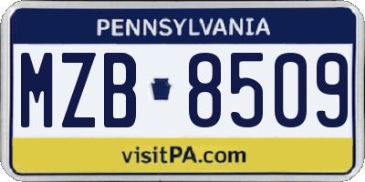 PA license plate MZB8509