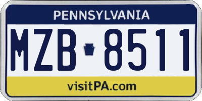 PA license plate MZB8511