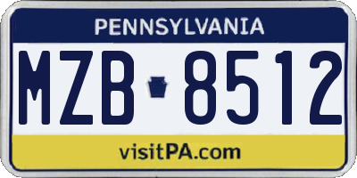 PA license plate MZB8512