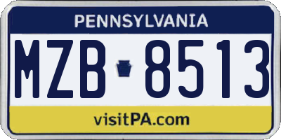 PA license plate MZB8513