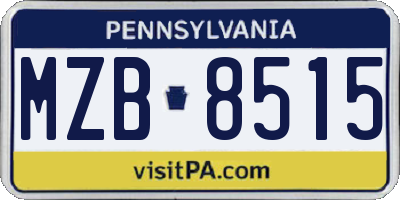 PA license plate MZB8515