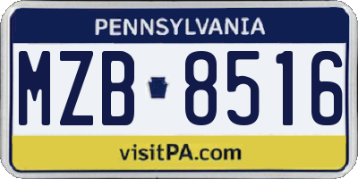 PA license plate MZB8516