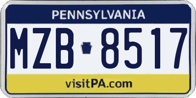 PA license plate MZB8517