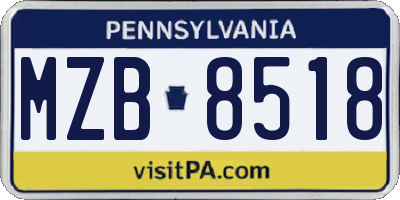 PA license plate MZB8518