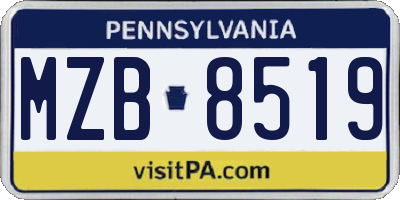 PA license plate MZB8519