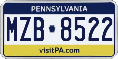 PA license plate MZB8522