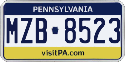 PA license plate MZB8523