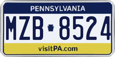 PA license plate MZB8524