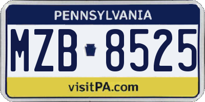 PA license plate MZB8525