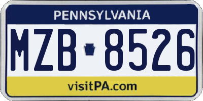 PA license plate MZB8526