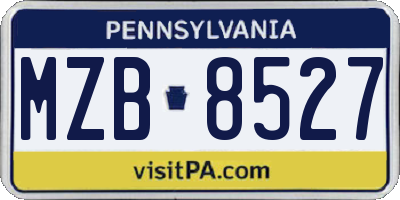 PA license plate MZB8527
