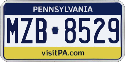 PA license plate MZB8529