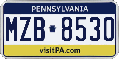 PA license plate MZB8530