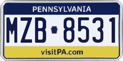 PA license plate MZB8531