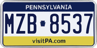 PA license plate MZB8537