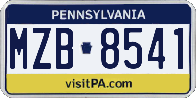 PA license plate MZB8541
