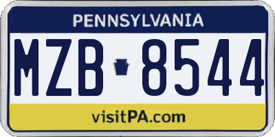 PA license plate MZB8544